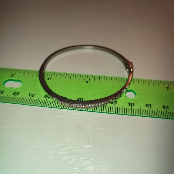 Cuff Bracelet Rhinestones Vintage Silver Metal Small Wrist Hand - Picture 4 of 8